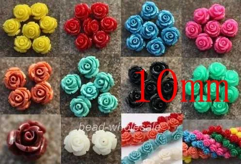 OMH wholesale 10 12 15mm 20pcs Gorgeous Rose Flower Coral Spacer beads Red Blue White U Choose Color