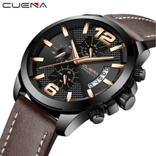 CUENA Men's Watches Top Brand Man Watches Stopwatch Luminous Hands Leather Strap 30M Waterproof Fashion Quartz Wristwatches 2018 CUENA Men's Watches Top Brand Man Watches Stopwatch Luminous Hands Leather Strap 30M Waterproof Fashion Quartz Wristwatches 2018