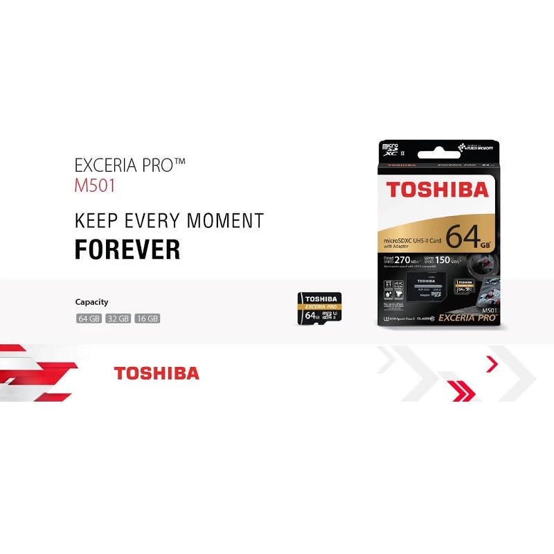 Карта памяти TOSHIBA M501 EXCERIA PRO U3 Micro SD 32 Гб SDHC 64 Гб SDXC UHS-II класс 10 U3 4 K HD Скорость чтения до 270 МБ/с./с tf карта