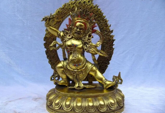 

150401 S0367 13"Tibetan Buddhism Copper Bronze Gild Vajrapani Mahakala Buddha Statue