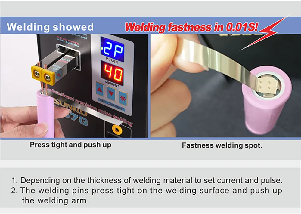SUNKKO 737 г точечный сварочный аппарат на батарейках 1,5 кВт прецизионный импульсный точечный сварочный агрегат светодиодный светильник сварочный аппарат используется 18650 Аккумуляторный блок точечных сварщиков