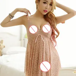 Для женщин Сексуальная V шеи Кружева белье одежда для сна ночнушка ночная рубашка розовый рубашки Ночная сорочка