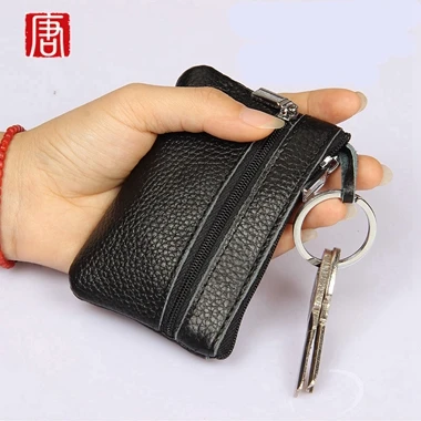Women Split Leather Vintage Solid Key Bag font b Keychain b font Holder Case Zipper Wallet