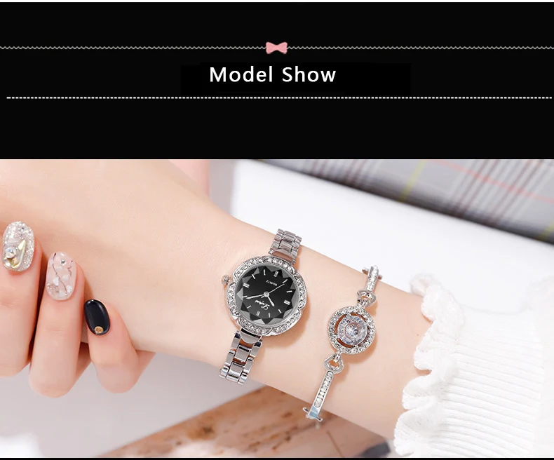 Luxury 2 PCS Set Watch Women Silver Rhinestone Bracelet Watch Jewelry Ladies Female Hour Casual Quartz Wristwatches Dropshipping