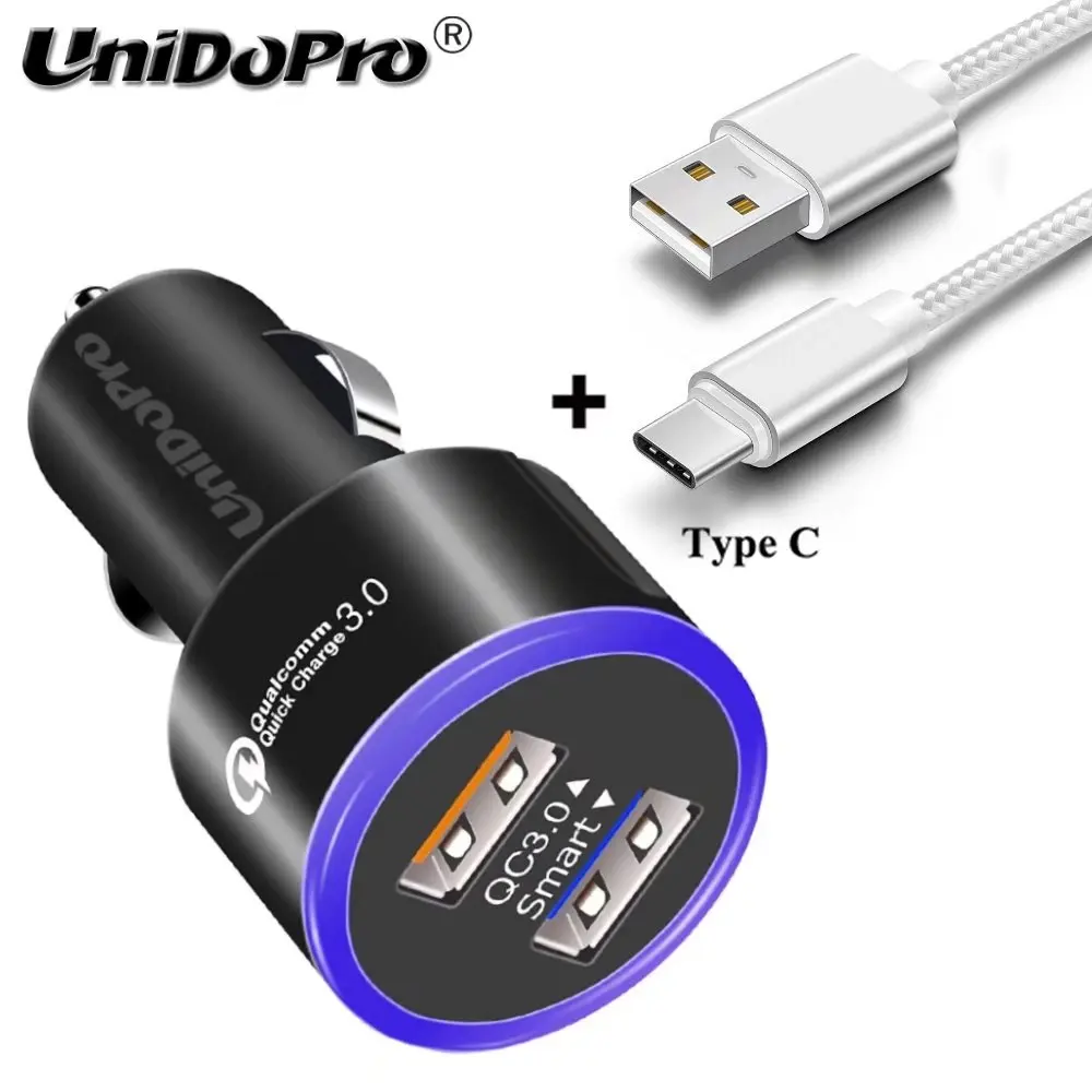 2USB Быстрая зарядка QC 3 0 35W Быстрое Автомобильное зарядное устройство + кабель типа