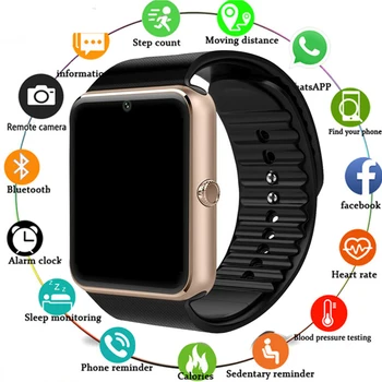 

Smart Watch Clock Sim Card Push Message Bluetooth Connectivity For Android IOS apple Phone PK Q18 DZ09 Smartwatch