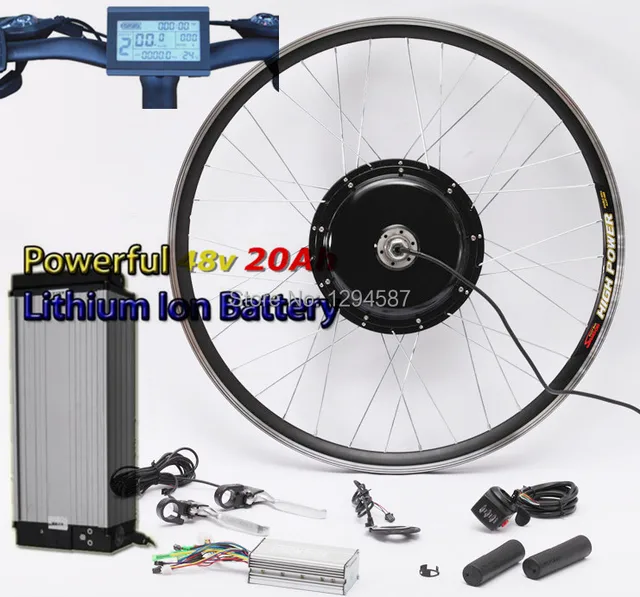 Cheap Free shipping 50KM/H newest system 48v 1000w electric bike conversion kit with 48V 20AH lithium battery pack