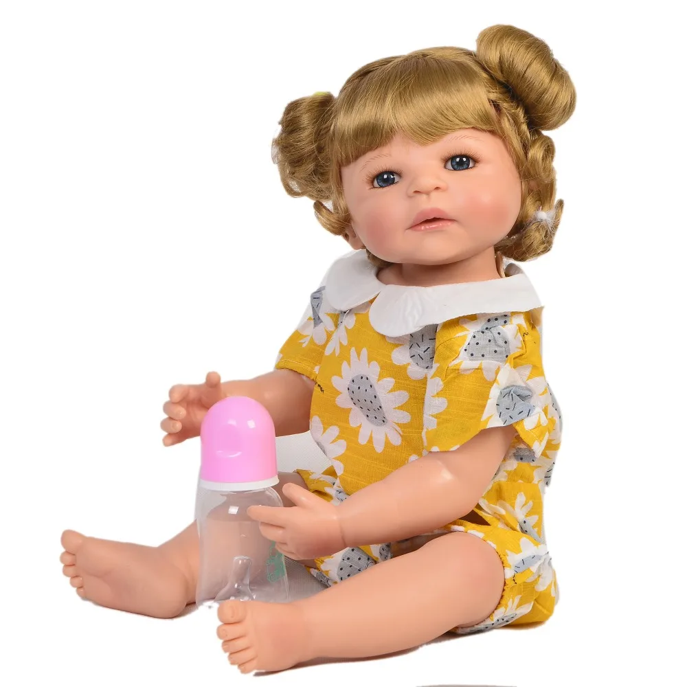 55 см полное Силиконовое боди Reborn Baby Doll игрушка в подарок bebe винил реборн принцесса кукла "малыш" можно купаться реалистичног