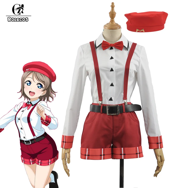 

ROLECOS Anime Love Live CYaRon Cosplay Costume Watanabe You Cosplay Costume Girl School Uniform for Women Costume Full Set