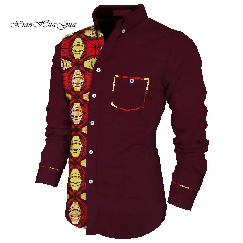 Для мужчин рубашка с длинными рукавами квадратный воротник Топы Для мужчин Повседневное в африканском стиле рубашка с принтом Пальто