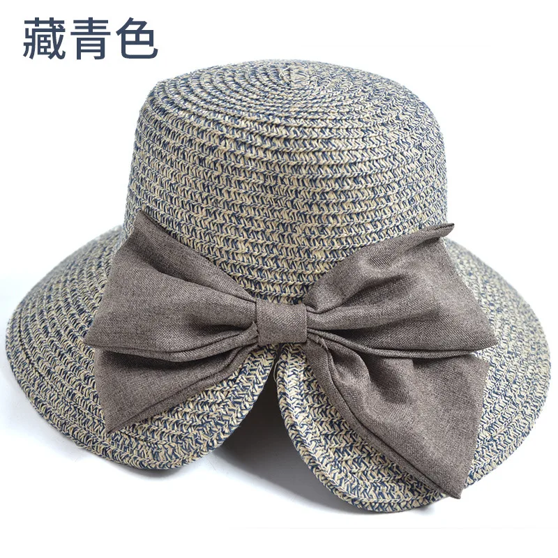 

[FCY] summer new hat Korean version of the bow split fisherman hat female with the big shade straw hat