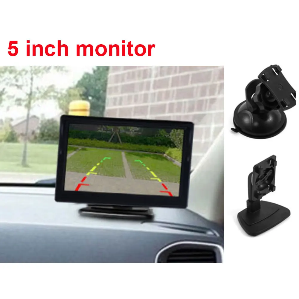 BYNCG ЖК дисплей автомобиля Мониторы 4,3/5 дюймов TFT дисплей Desktop/Складная/зеркало 4,3/5 ''видео PAL/NTSC Автостоянка заднего вида резервн - Цвет: Черный