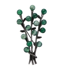 Романтическая Брошь В Виде Цветка на булавке в стиле ретро, серебряное растительное дерево, брошь из натурального камня, броши для женщин, Декоративный букет, ювелирные изделия для одежды