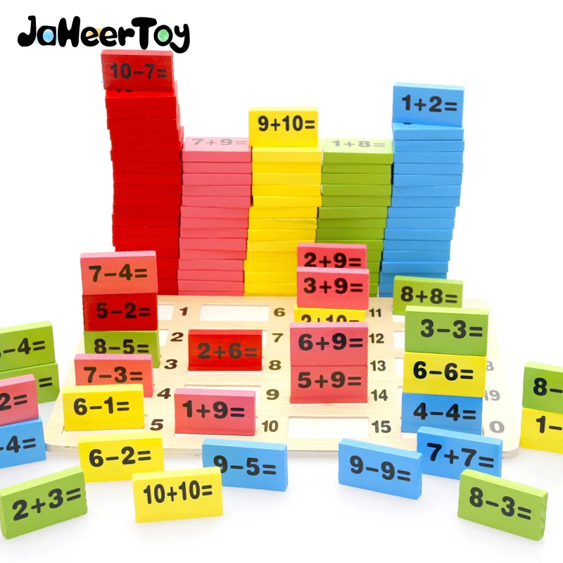 JaheerToy Montessori Educational Toy Wooden Math Toys for Children Domino 3-4-5-6-7-8 Years Old Game Funny Gifts Kids
