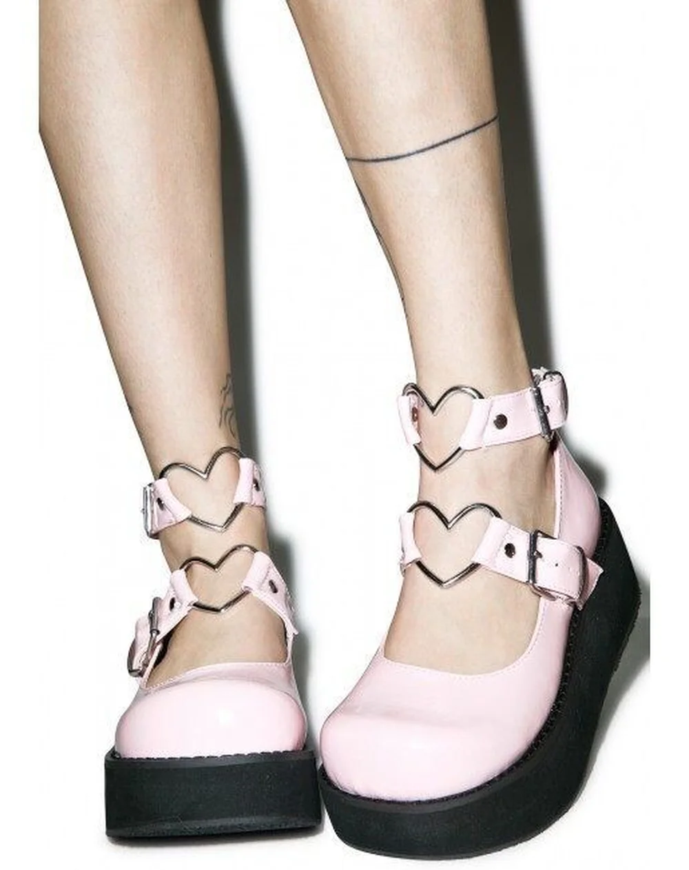 

2018 Autumn New Lolita Thick-soled Shoes Love Buckle Girl Princess Shoes Metal Sweet Fashion Waterproof Ankle Buckle Strap Shoes