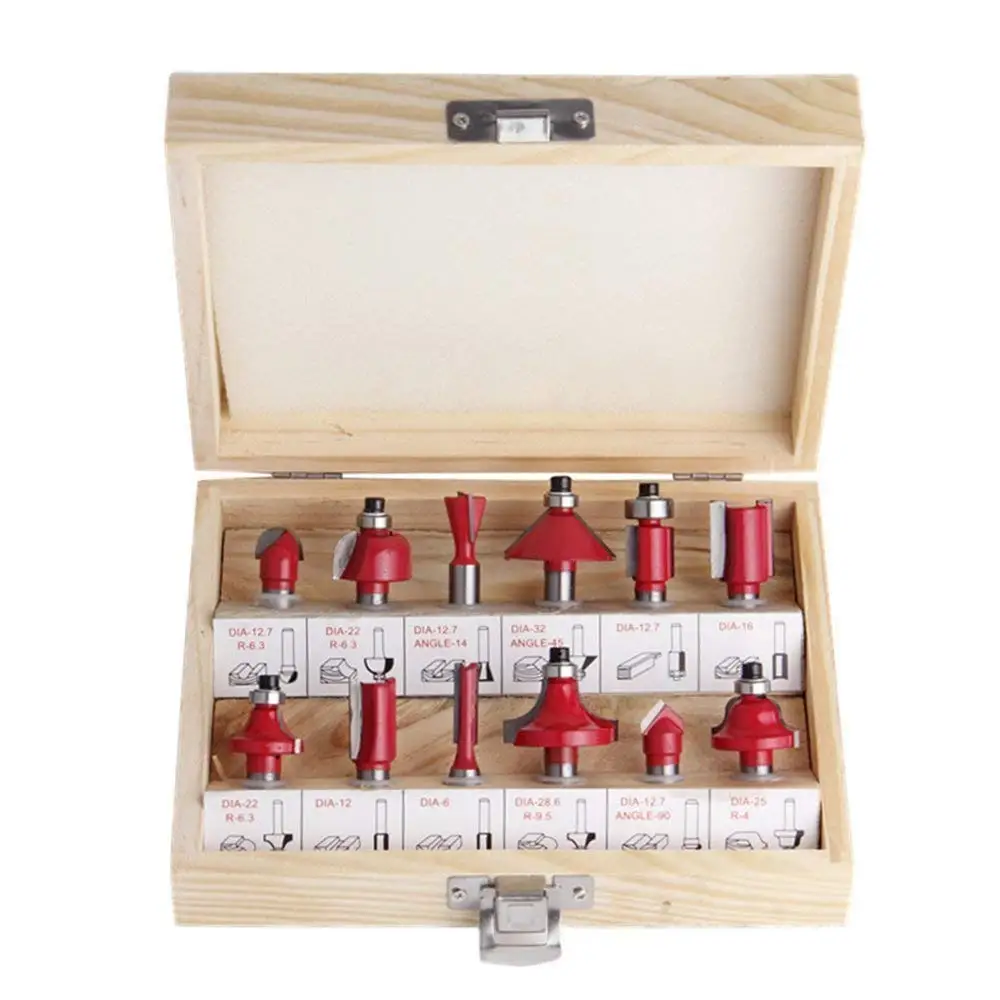 12Pcs Tungsten Carbide Cutters Bit Sets 8mm 5/16" Shank Wood Router