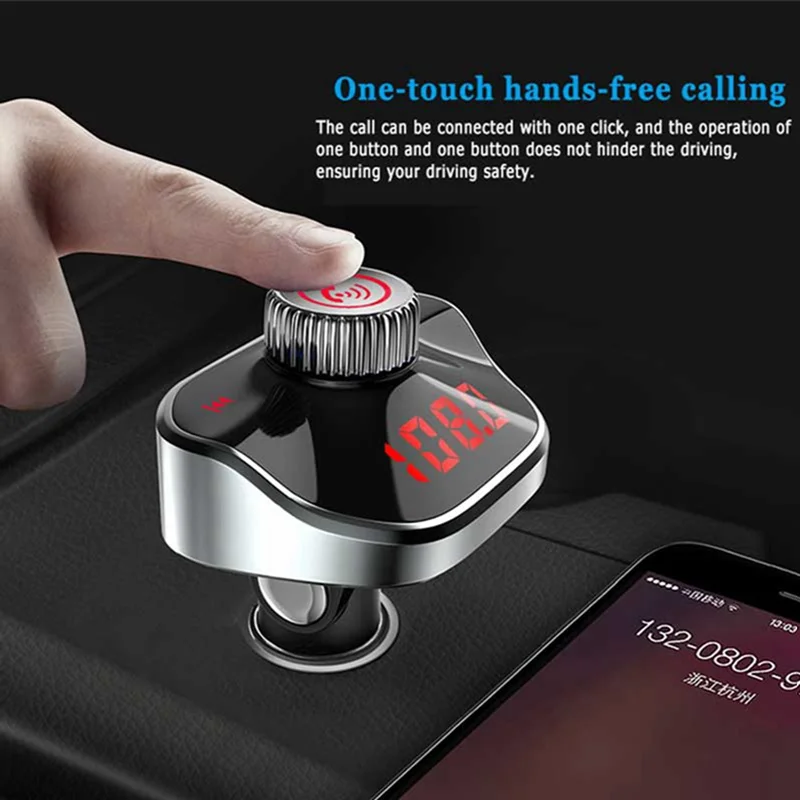 VicTsing Wireless Bluetooth Car FM Transmitter Mp3 Player 5V 3.1A Car Hands-free Dual USB Touch Screen Red Screen Car MP3 Kit    (23)