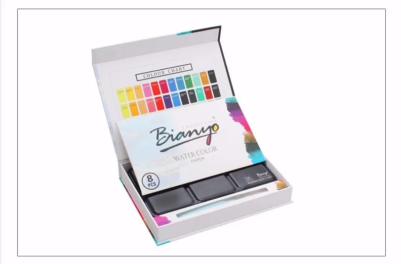 Bianyo 30 Colors Artist Watercolor Solid Paints Set For Portable Outdoor Sketch Soluble Brush Child