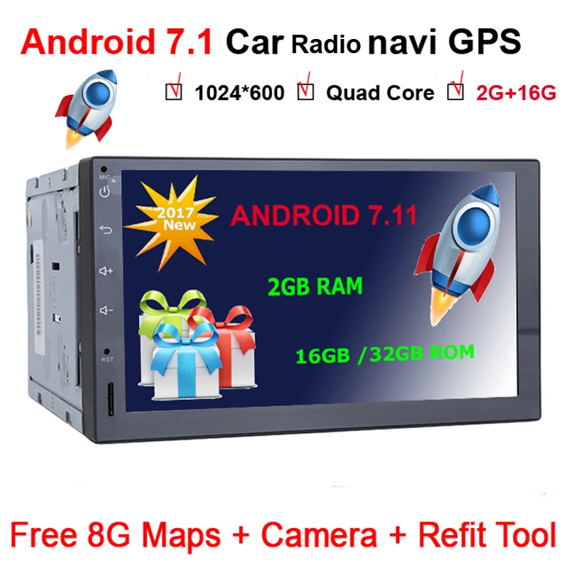 

7 inch 2 Din Android 7.11 Car Dvd Player Audio Stereo For Universal Gps Navigation Steering-Wheel 2Din Radio Recorder Wifi Map