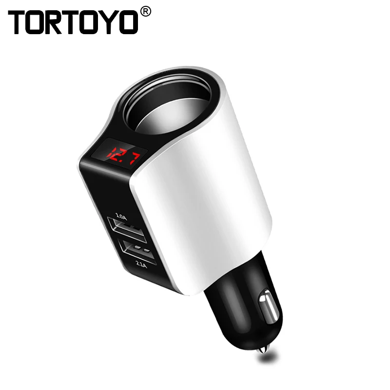 

TORTOYO Dual USB 5V 2.1A Car Charger Socket Cigarette Lighter Splitter Adapter Quick Charge Fast Charging for iPhone Huawei Sony