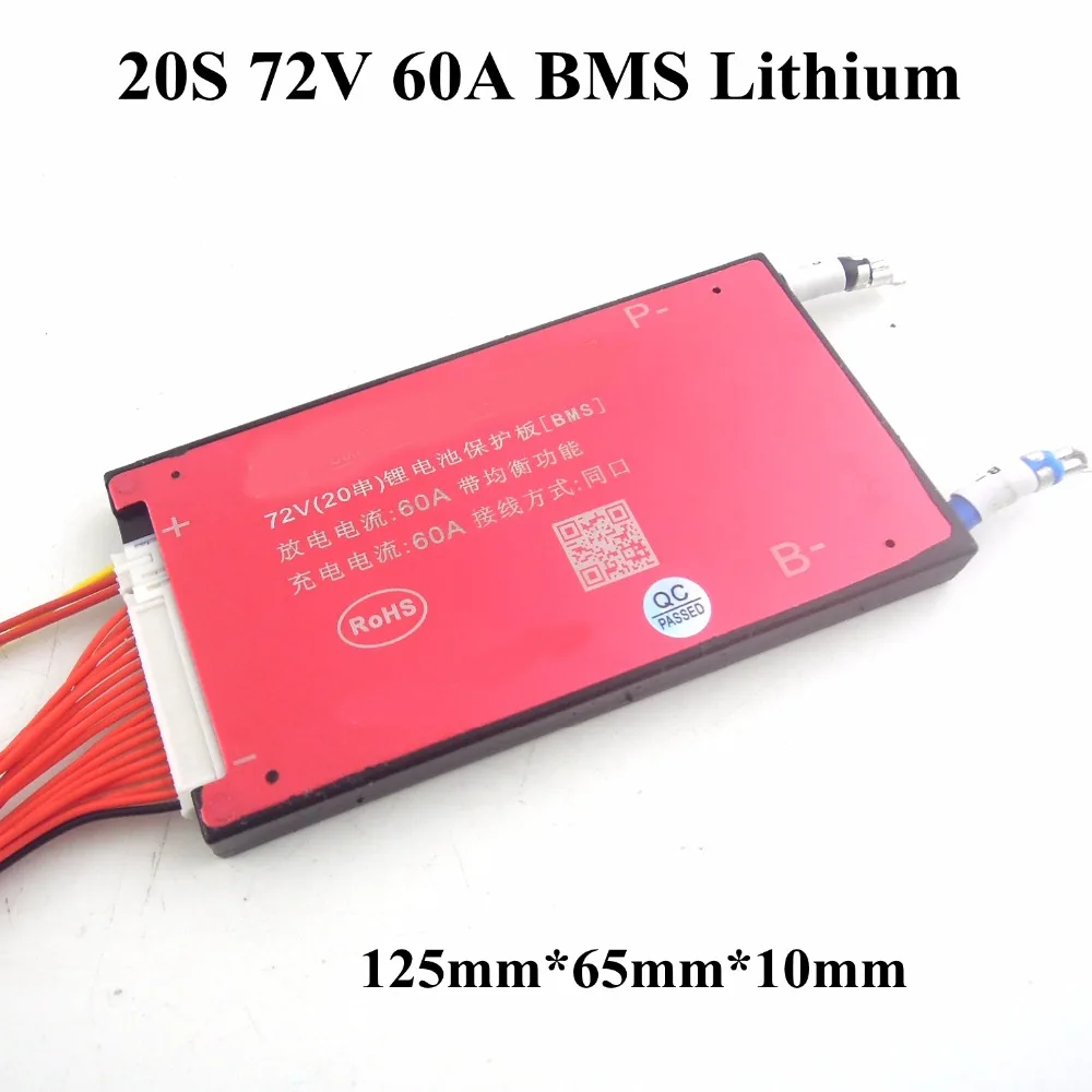 

lithium battery bms 20S 72V 60A discharge waterproof BMS 3.7v protection board for 20s 72v Li ion lithium battery pack