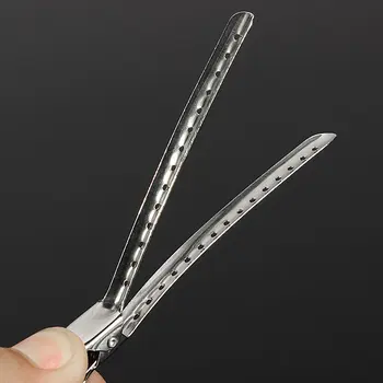 

2019 Hair Care Styling Tools 6Pcs sale Professional Salon Metal Silver Duck Mouth Hair Clips Use for Human Hair Extension Helper