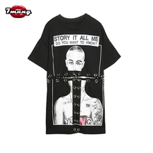 7mang летние женские уличные модные футболки с принтом персонажей, сексуальные черные, белые, металлические вечерние футболки