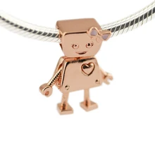 Настоящий 925 пробы Серебряный Розовый цвет Bella Bot бусины Шарм для изготовления ювелирных изделий Подходит бренд браслеты продвижение