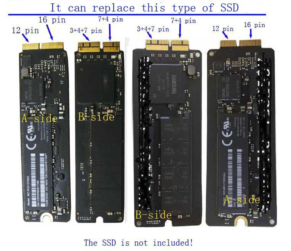 Адаптер PCIE для M2 SSD M2 NVMe и AHCI M.2 NGFF PCIe SSD для late 2013 MacBook Air A1398 A1465 A1466 M.2 адаптер