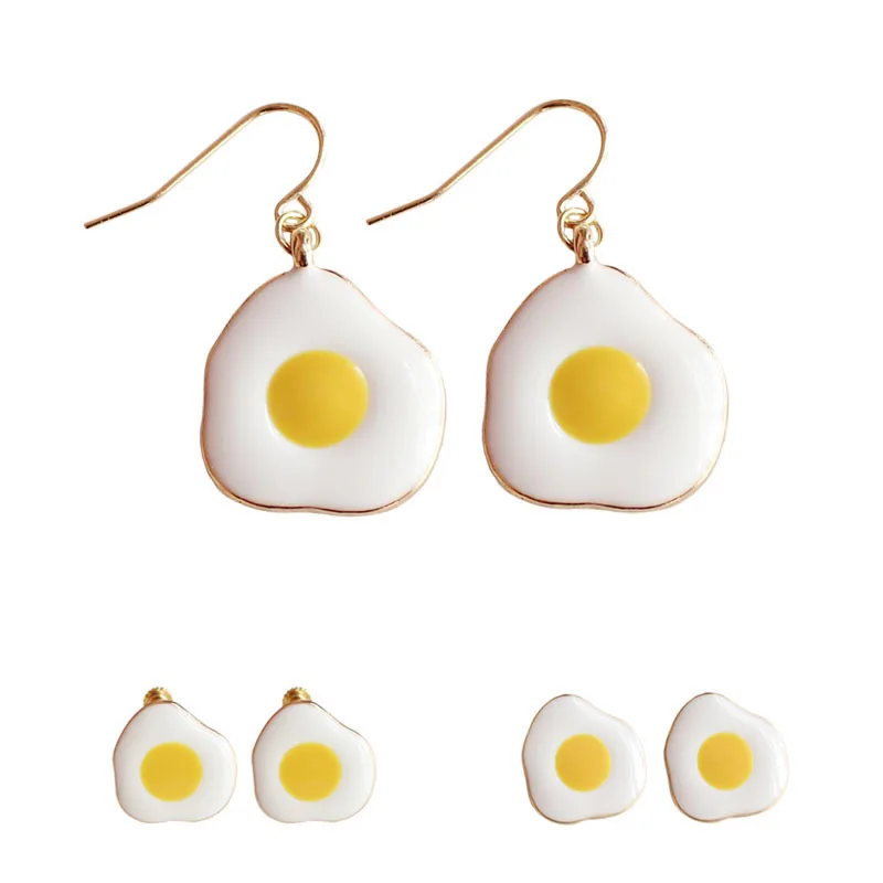 

Cute Sweet Cartoon Enamel Glaze Food Omelette Purse Egg Stud Earrings Women Funny Fashion Chicken Jewelry Accessories