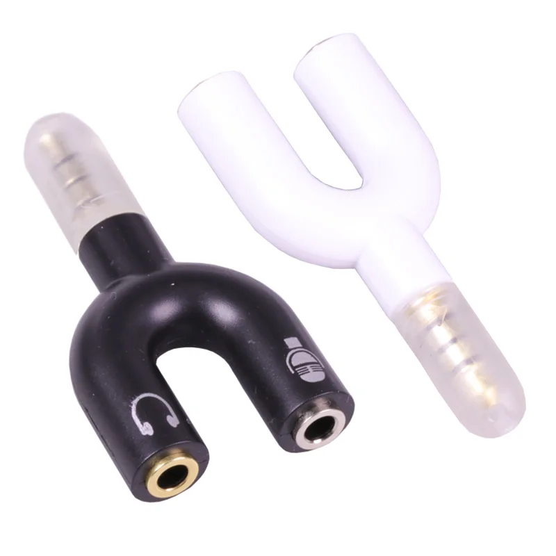 10pcs lot Headset Adapter Kit U Shape Stereo 3 5mm Y Splitter for Audio Headphone and MIC Headset Cellphone 3 5mm Male to Female