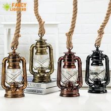 Lámpara colgante de queroseno Vintage con bombilla libre E27 cuerda de cáñamo lámpara colgante para el hogar/dormitorio/sala de estar Industrial colgante luces