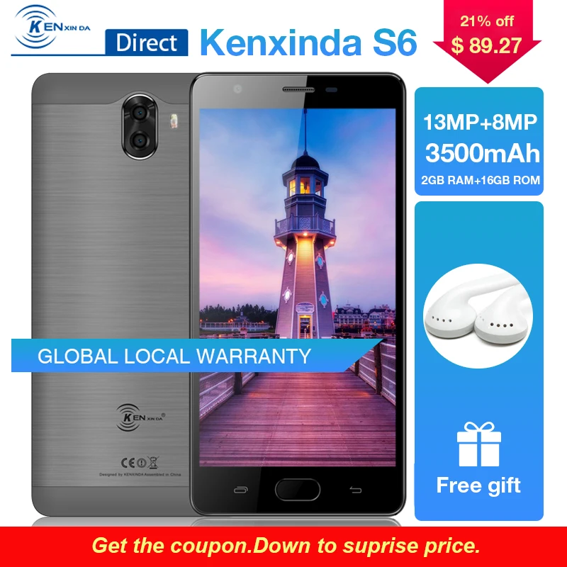 Оригинальный Kenxinda S6 HD 5 0 дюйма 13 + 8 Мп двойной задняя камеры 4G Android смартфон 3500 mAh 16
