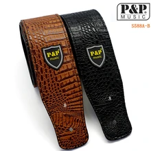 Расширенный Ремень для электрогитары из крокодиловой змеиной кожи с тиснением черного/желтого/серебристого/Красного цвета из искусственной кожи ремень для акустической гитары бас-ремень