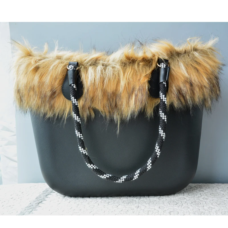 faux fur black bag