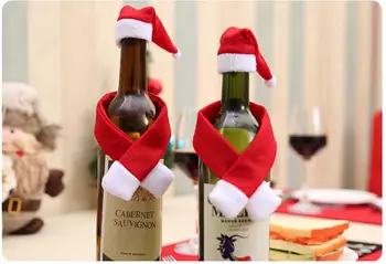 

Christmas Creative Home Accessories Non-woven Scarf and Cap Wine Bottle Decoration Christmas Wine Bottle Ornament