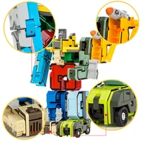 10Pcs Creative Assembling Educational Blocks Action Figure Number Transformation Robot Deform Plane Car Gift Toys for Children 4