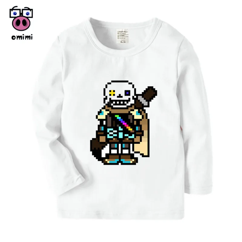Детская футболка с длинным рукавом игра Undertale Sans мультяшным принтом для
