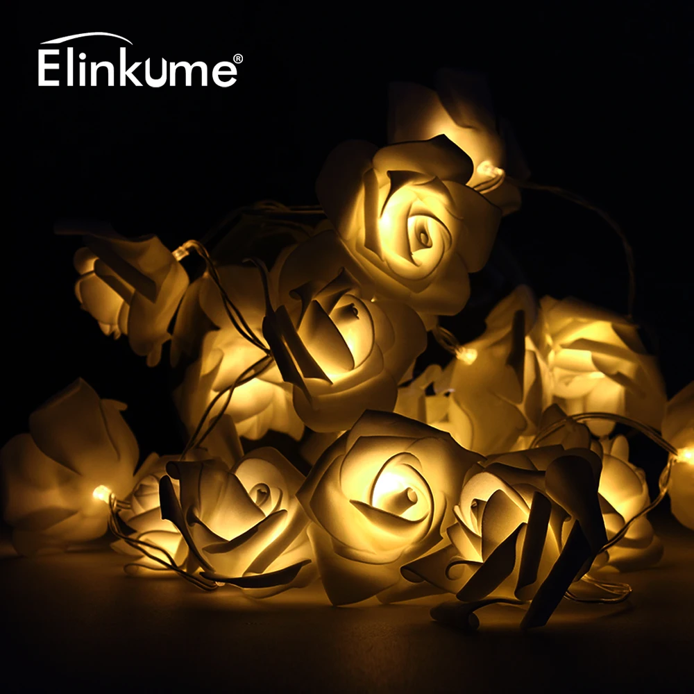 

Elinkume 2.5M LED String Light RGB 20LED IP44 Waterproof Rose Flower String Christmas Party Outdoor Lighting for Home Decoration