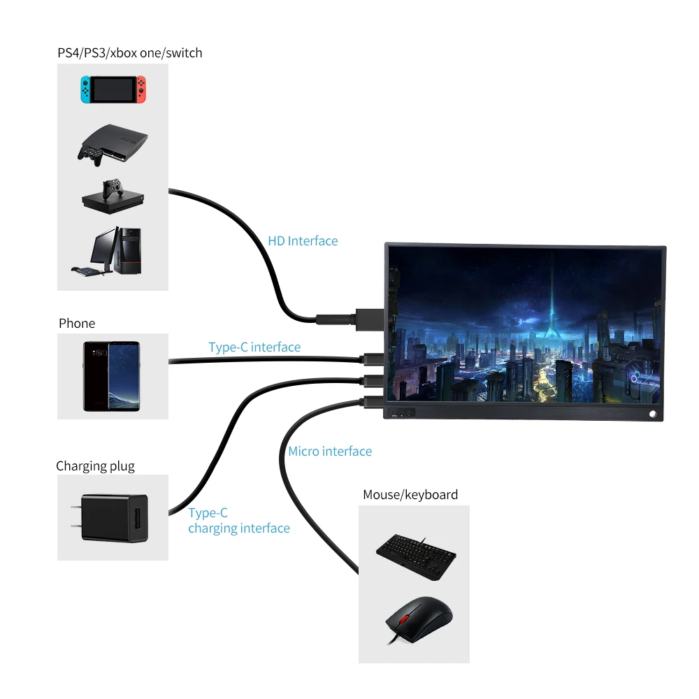 T-bao портативный монитор 1920x1080 HD ips 15,6-дюймовый дисплей сенсорный экран монитор 8000 мАч аккумуляторная батарея с кожаным чехлом