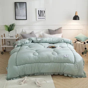 

Winter comforter Freshness style thicken duvet 100% Washed cotton soft quilts 200*230cm bea green home bedding winter blankets