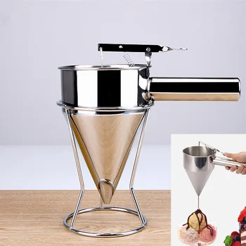 

Stainless Steel Conical shape Octopus Balls Making Funnel with rack Batter Dispenser for Cupcake Pancake Baking Tools Helper