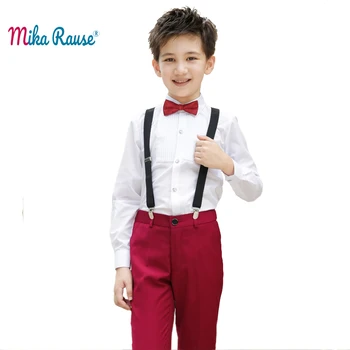 

Fashion kids boys clothes sets white shirt red pants toddler baby boy clothes children student costume party dresses uniform