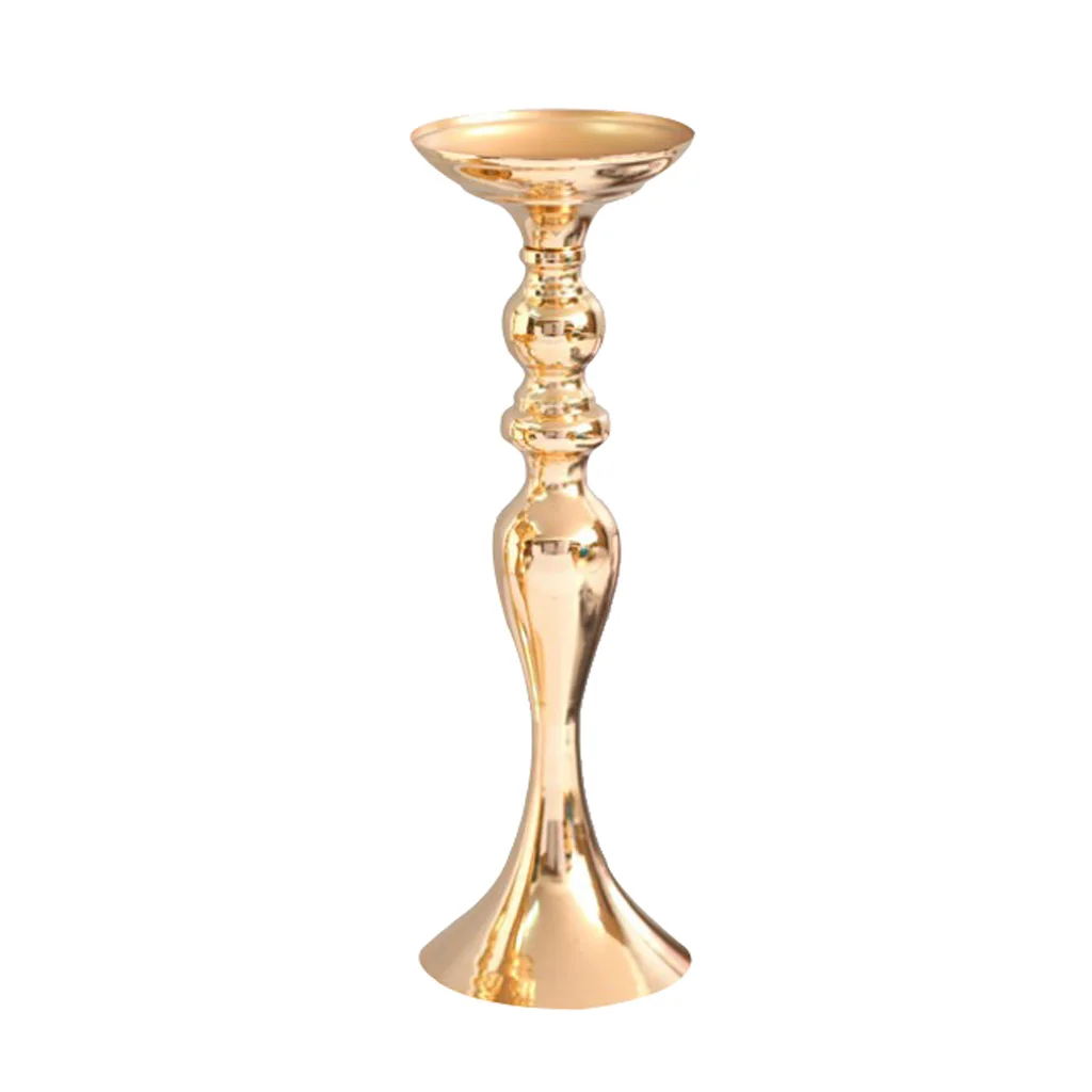 1 Piece Colored Candle Holders Metal Candlestick Flower Vase Table Centerpiece Event Flower Rack Road Lead Wedding Decoration 
