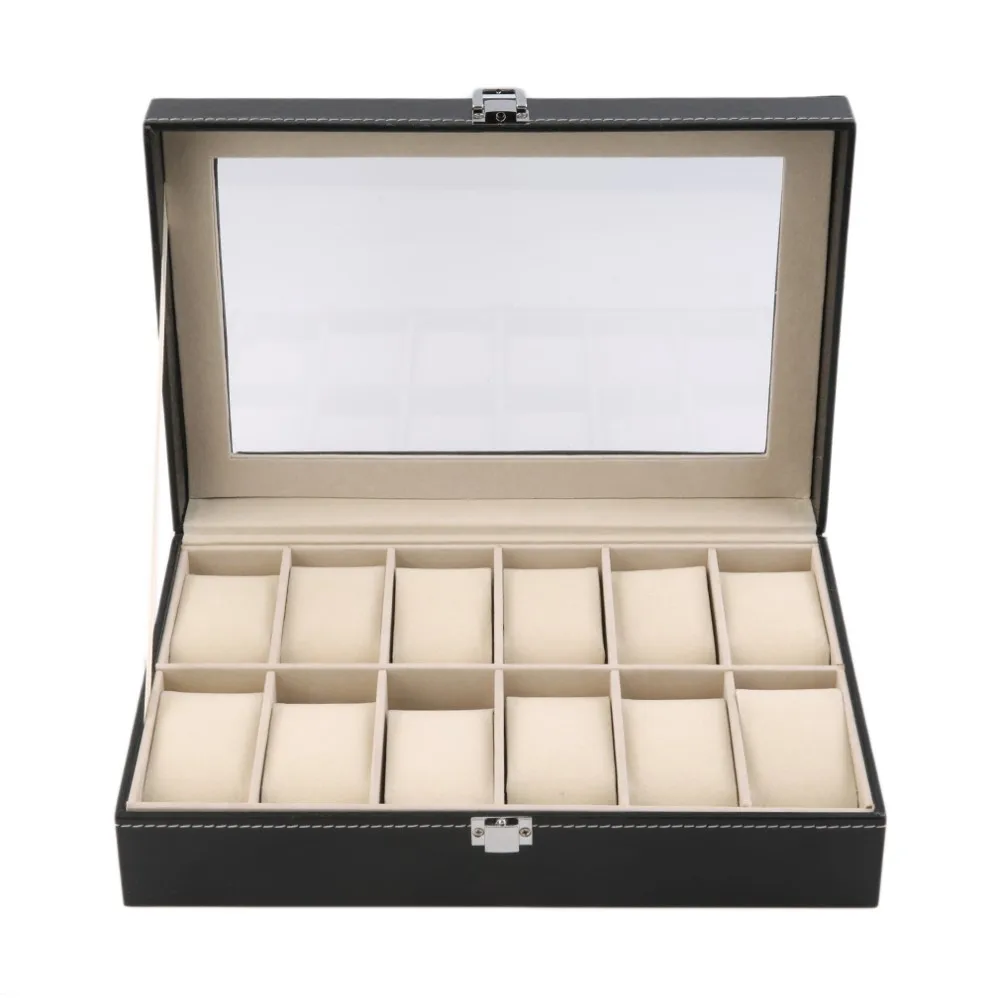 Prix pour 12 Grille Slots PU En Cuir De Luxe Marque Montre Affichage Boîte Montres Case Holder Bijoux de Stockage Organisateur Livraison Gratuite Prix pour 12 Grille Slots PU En Cuir De Luxe Marque Montre Affichage Boîte Montres Case Holder Bijoux de Stockage Organisateur Livraison Gratuite