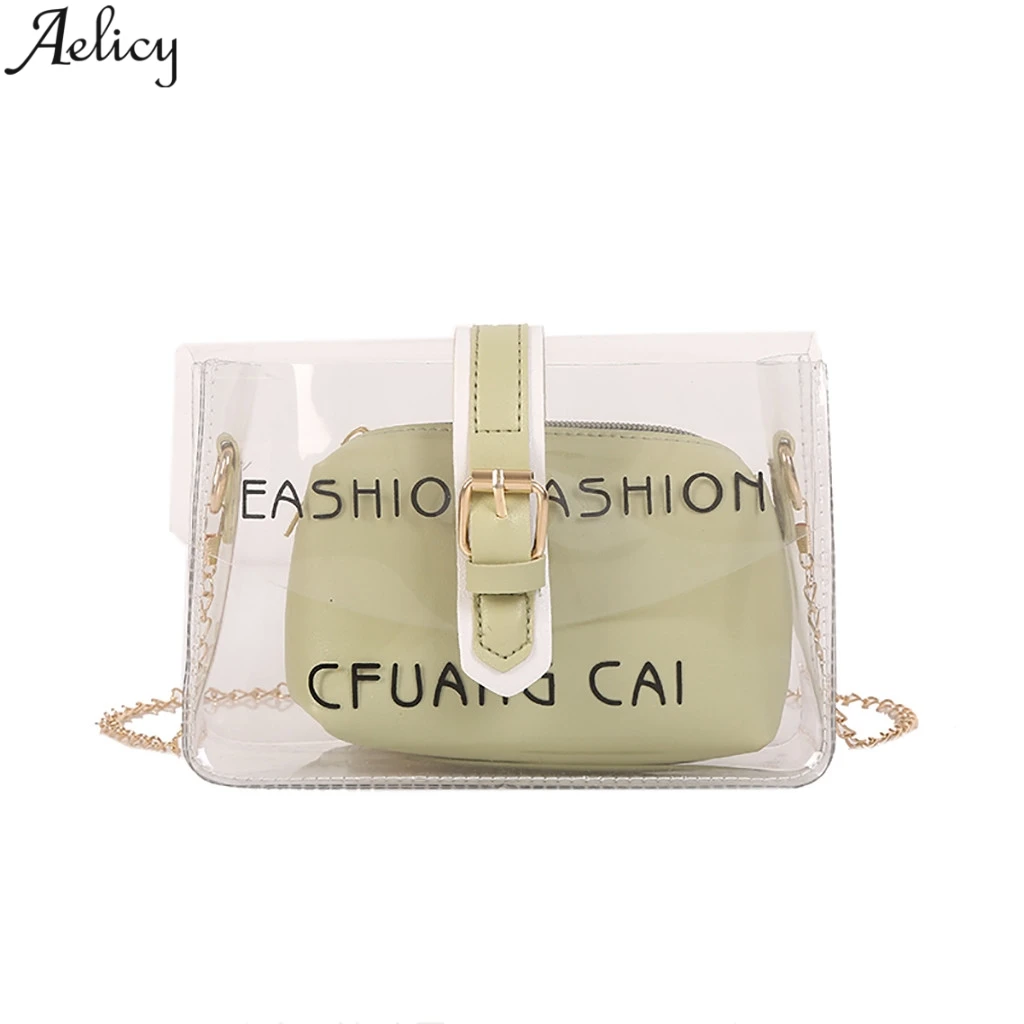 

Aelicy 2pcs Messenger Bag Women Stylish Chic Chains Pvc Bag Fashion Small Square Shoulder Bag Versatile Crossbody Bag Hot Sales