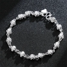 Настоящее 925 стерлингового серебра Браслеты с подвесками для Для женщин Мода Сердце браслет Свадебная вечеринка украшения подарок для девочек