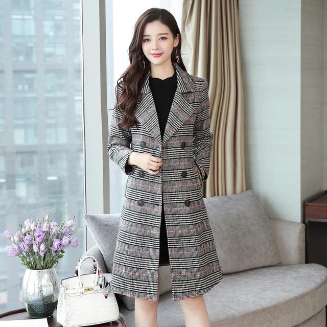 2018 Autumn Winter Long Trench Coat For Women Fashion Korean Full ...