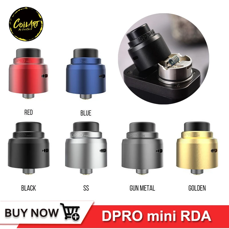 

Original CoilART DPRO Mini RDA 510 thread Single coil postless deck E-Cigarettes Atomizer 22mm Deep juice Vape Tank MTL drip tip