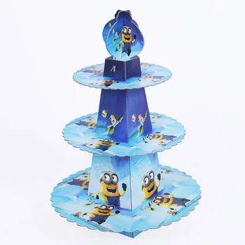 

1set Minions Princess 3-tier Paper Cake Stand Baby Shower Supplies Kids Birthday Party Decoration Cupcake Stand Candy Bar